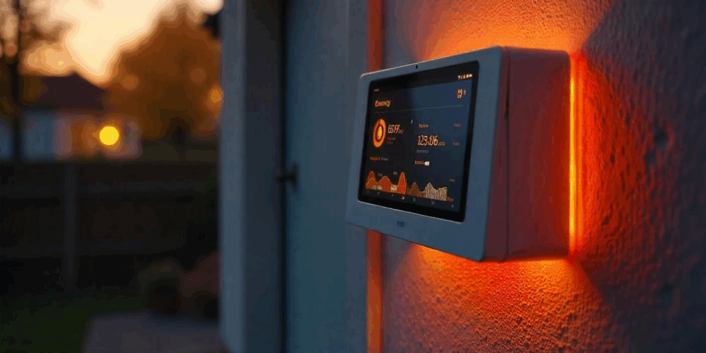 Dispositivo de control domótico para climatización por zonas en vivienda de Málaga al atardecer